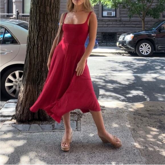 Reformation Rou Knit Red Midi Dress Sz S - Picture 1 of 6